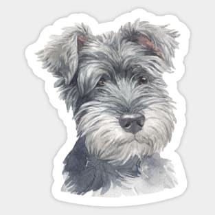 Cute Miniature Schnauzer Watercolor Art Sticker